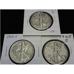 1939-S, 42-S & 45-S WALKING LIBERTY HALF DOLLARS
