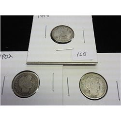 1898, 02 & 08-D BARBER DIMES