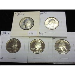 1968-S,69-S,70-S,71-S & 73-S WASH. QUARTERS PROOF