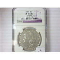 1886 MORGAN SILVER DOLLAR NGC AU DETAILS