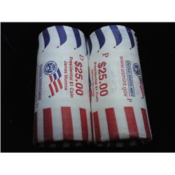 2 $25 ROLLS OF JAMES MONROE P/D PRESIDENTIAL $'S