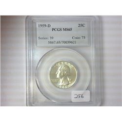 1959-D SILVER WASHINGTON QUARTER PCGS MS65