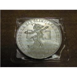 1968 MEXICO OLYMPICS 25 PESOS UNC .5209 OZ. ASW