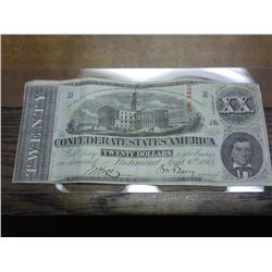 $20 CONEFEDERATE STATE OF AMERICA BILL HAND SIGNED