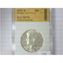 1970-D 40% KENNEDY HALF DOLLAR SGS MS70