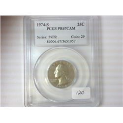 1974-S WASHINGTON QUARTER PCGS PR67 CAM