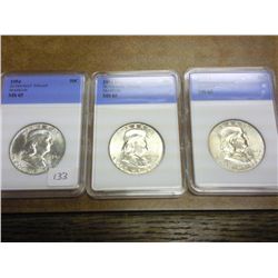 1954 P/D/S FRANKLIN HALF DOLLARS MS65