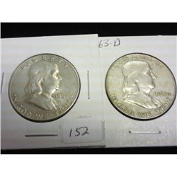 1961-D &63-D FRANKLIN HALF DOLLARS