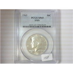 1965 SMS 40% SILVER KENNEDY HALF DOLLAR PCGS SP65