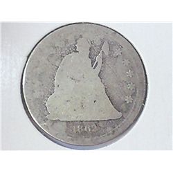 1862 SEATED LIBERTY QUARTER
