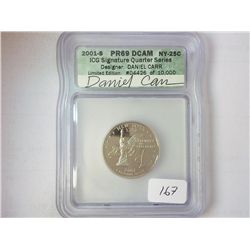 2001-S NEW YORK QUARTER ICG PR69 DCAM