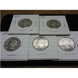 1935,36,41,42-S &45 WASHINGTON SILVER QUARTERS