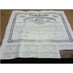 CONFEDERATE STATES OF AMERICA $1000 BOND WITH 7