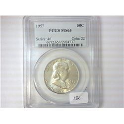 1957 FRANKLIN HALF DOLLAR PCGS MS65