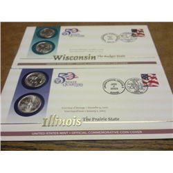 2 US MINT 50 STATES FDC'S (IL & WI)