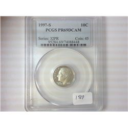 1997-S ROOSEVELT DIME PCGS PR69 DCAM