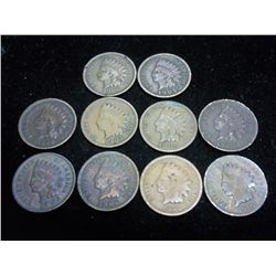 10 ASSORTED INDIAN HEAD CENTS
