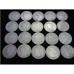 20 ASSORTED LIBERTY "V" NICKELS