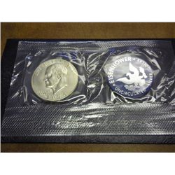 1974-S IKE SILVER DOLLAR (UNC) (BLUE PACK)