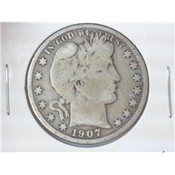 1907-O BARBER HALF DOLLAR (VERY GOOD)