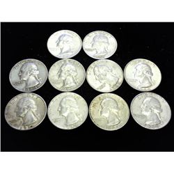 10 ASSORTED 60'S WASHINGTON SILVER QUARTERS