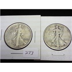 1942-D & 45-D WALKING LIBERTY HALF DOLLARS