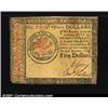 Image 1 : Continental Currency January 14, 1779 $5 Choice Extremely Fine.
