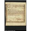 Image 1 : Massachusetts Treasury Certificate, 6% Interest due March 1, 1781 Extremely Fine.