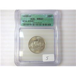 1999-D NEW JERSEY QUARTER ICG MS67