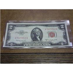 1953-D $2 US NOTE RED SEAL (HOLE IN CORNER)