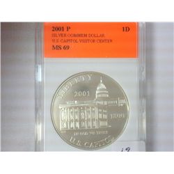 2001-P US CAPITOL VISITORS CENTER SILVER $ MS69