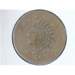 1863 CIVIL WAR TOKEN "NOT ONE CENT"