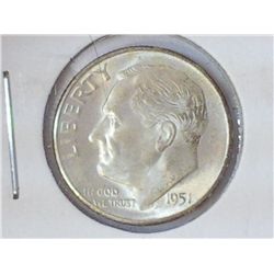 1951-S SILVER ROOSEVELT DIME MS63