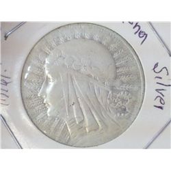 1933 POLISH SILVER 5 ZLOTYCH