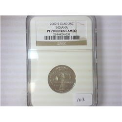 2002-S INDIANA QUARTER NGC PF70 ULTRA CAMEO