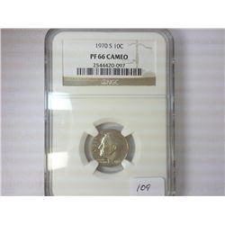 1970-S ROOSEVELT DIME NGC PF66 CAMEO