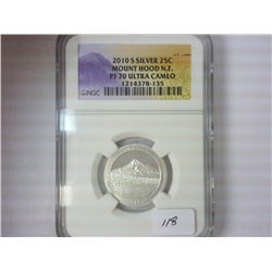 2010-S SILVER MT. HOOD QUARTER NGC PF70 ULTRA CAM