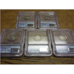 5 ICG BUFFALO NICKEL SLABS (1927,30,36,36-D & 37)