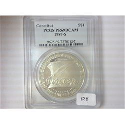 1987-S CONSTITUTION SILVER DOLLAR PCGS PR69 DCAM