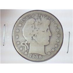 1908-S BARBER HALF DOLLAR
