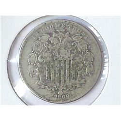 1869 SHIELD NICKEL