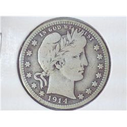 1914-D BARBER QUARTER (VERY GOOD)