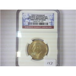 2007-P WASHINGTON DOLLAR NGC BRILLIANT UNC