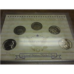 US NICKEL SET SHIELD, V, BUFFALO, 35% WAR & JEFFY