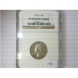 1991-S WASHINGTON QUARTER NGC PF69 ULTRA CAMEO