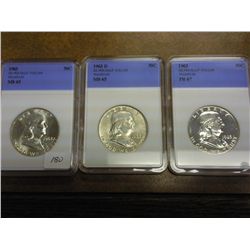1963 MS65, 63-D MS65 & 63 PR67 FRANKLIN HALVES