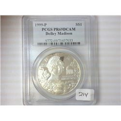 1999-P DOLLEY MADISON SILVER DOLLAR PCGS PR69 DCAM