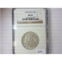 1946 IOWA HALF DOLLAR NGC MS64