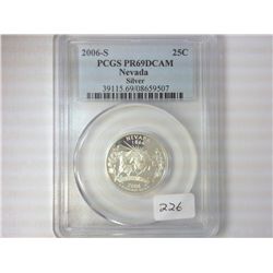 2006-S SILVER NEVADA QUARTER PCGS PR69 DCAM