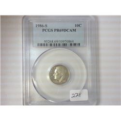 1986-S ROOSEVELT DIME PCGS PR69 DCAM